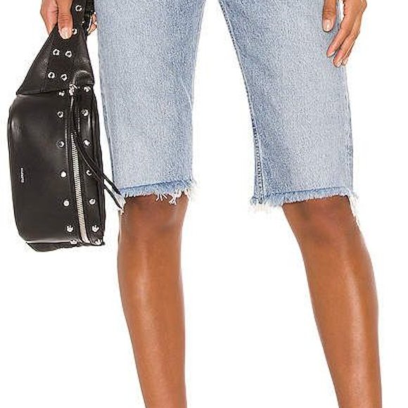 AGOLDE Straight-fit Denim Shorts In Mid Denim size 24 - Picture 8 of 8